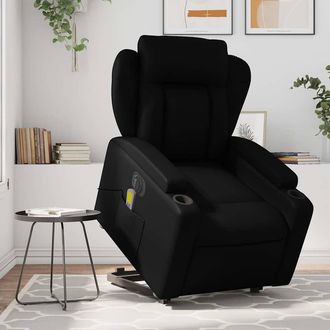 vidaXL Vidaxl - Sill&oacute;n De Masaje Elevable El&eacute;ctrico Cuero Sint&eacute;tico Negro