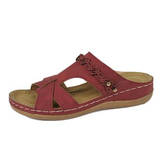 Generic Womens Mules with Footbed Orthopaedic Shoes Womens Faux Leather Slippers Slides Peep Toe Slippers Summer Shoes Non-Slip Slippers Summer Comfortable Fl