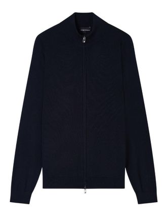 Emporio Armani Blue Solid Zip Up Jacket