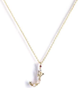 Girls Crew Flutterfly Initial Necklace in Gold at Nordstrom
