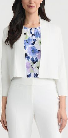 Kasper Kissing Front Crop Cardigan in Lily White at Nordstrom, Size X-Large P