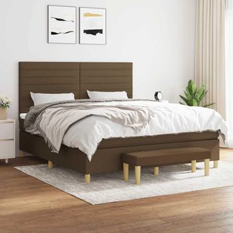 vidaXL Vidaxl - Cama Box Spring Con Colch&oacute;n Tela Marr&oacute;n Oscuro 180x200 Cm