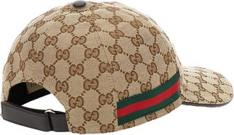 Gucci Mens Baseball Cap Beige Gg Canvas Polyester Hat