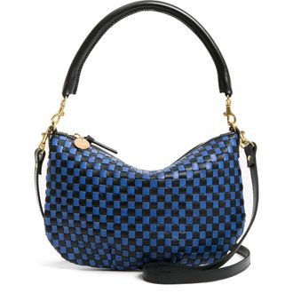 Clare Vivier Petit Moyen Woven Messenger Bag in Black/Cobalt at Nordstrom