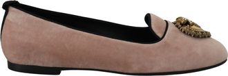 Dolce & Gabbana Roze Velvet Instappers Loafers Flats Schoenen