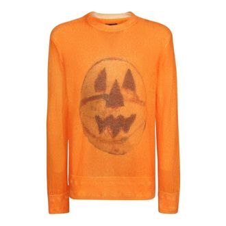Givenchy Oranje Gebreide Kleding met Grafische Print - Heren - Truien - Oranje - Maat: S Katoen