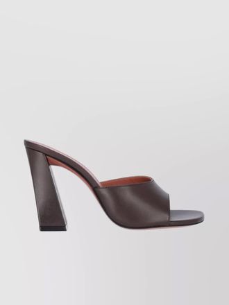 Amina Muaddi heel block sandals open square toe