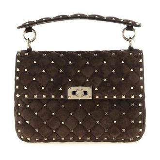 Valentino Garavani Doorgestikte Schoudertas met Studs - Dames - Tassen - Bruin - Maat: ONE Size Leer