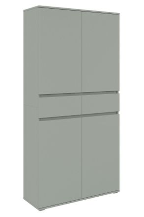 Xora Mehrzweckschrank, Salbeigr&uuml;n, Holzwerkstoff, 8 F&auml;cher, 2 Schublade(n) Schubladen, 100x200x37 cm, stehend, Waschk&uuml;che, Mehrzweckschr&auml;nke