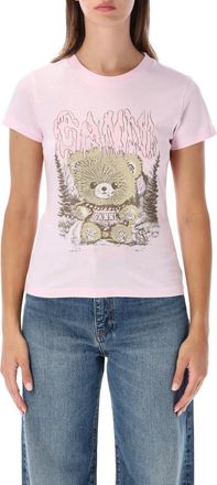 Ganni Light Pink Crew Neck T-Shirt
