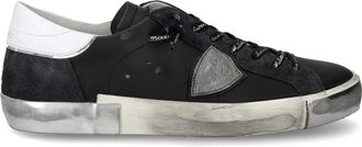 Philippe Model Black Paris White Trim Leather Sneakers