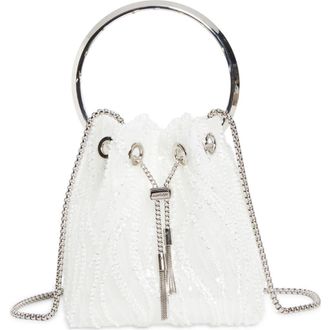 Jimmy Choo London Bon Bon Sequin Mesh Pouch in Ivory/Silver at Nordstrom