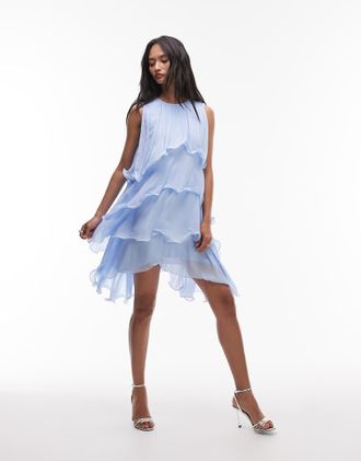 & Other Stories Vestito midi in chiffon svolazzante blu