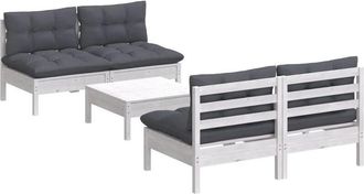 vidaXL Muebles De Jard&iacute;n 5 Pzas Con Cojines Antracita Madera De Pino Vidaxl