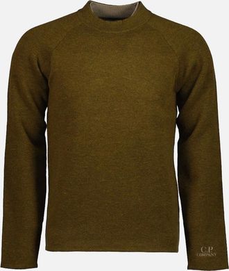 C.P. Company Mens Double Crewneck Embroidered Cuff Logo Knit - Tan - Size: 48