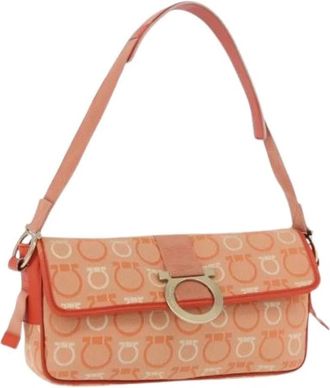 Ferragamo Pre-owned Canvas Shoulder Bag - Dames - Vintage Schoudertas - Oranje - ONE Size - Leer - Vintage