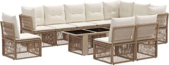 vidaXL Conjunto De Sof&aacute;s De Jard&iacute;n 11 Uds. Beige Rat&aacute;n Sint&eacute;tico Vidaxl
