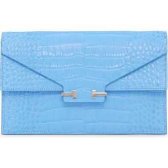 Tom Ford Mini Aube Croc Embossed Leather Shoulder Bag in Lichen Blue at Nordstrom