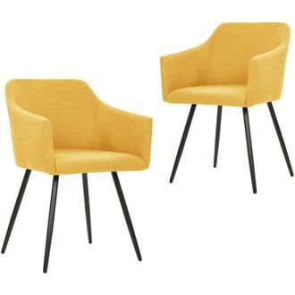 vidaXL Sillas De Comedor 2 Unidades Tela Amarillo Vidaxl