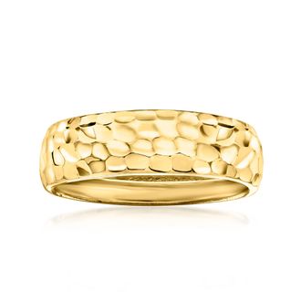 Canaria Canaria 10kt Yellow Gold Hammered Round Groove-Pattern Ring