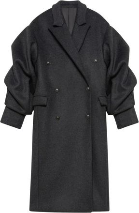 Bite Studios Pleated Sleeve Wool Coat - Dames - Mantel - Grijs - M - Wol - Jassen