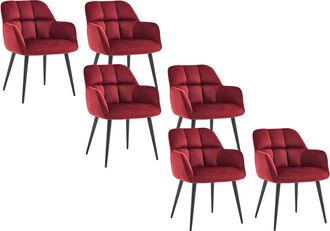 Vente-Unique Conjunto de 6 sillas con reposabrazos de terciopelo y metal negro - Burdeos - PEGA de Pascal Morabito