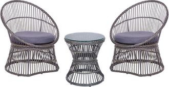Beliani Beliani - Balcony Garden Set pe Rattan Chairs with Cushions Coffee Table Taupe Mesyna