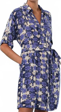 Nic+Zoe Shibori Stone Belted Devon Dress In Blue Multi