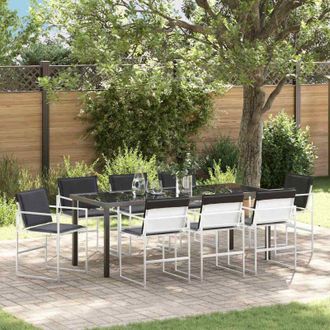 vidaXL Conjunto De Comedor De Jard&iacute;n 9 Pcs Blanco 200 X 80 X 73 Cm Vidaxl