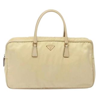 Prada Pre-owned Handbags, female, Beige, Size: ONE SIZE Pre-owned Vintage Nylon Handbag