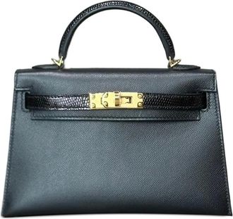 Hermès 2025 Noir Mini Kelly Sellier 20 Touch Veau Madame Lezard Gold Hardware tote bag - unisex - Calf Leather/Lizard Skin - One Size