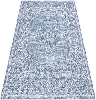 RugsX Rugsx - Carpet sisal loft 21213 Ornament blue / silver / ivory blue 120x170 cm
