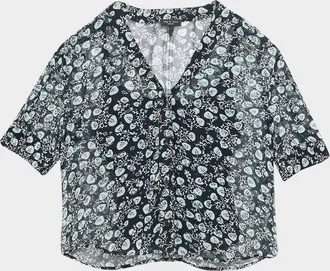 Rag & Bone Taylor Floral Sheer Short-Sleeve Top