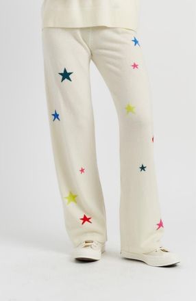 Chinti and Parker Wool Cashmere Star Wide-Leg Track Pants in Cream at Nordstrom, Size X-Large