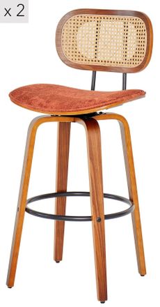 Nordlys Set of 2 Bar Stools Wood Caning in Black