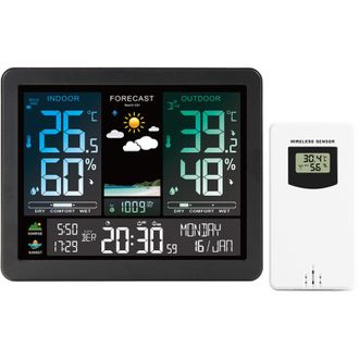 OEM Estaci&oacute;n Meteorol&oacute;gica Con Sensor Exterior, Pantalla Lcd Inal&aacute;mbrica A Color, Bar&oacute;metro Digital, Fase Lunar, Despertador, Pron&oacute;stico Del Tiempo Y Retr