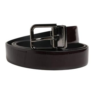 Dolce & Gabbana Accessoires, Heren, Zwart, ONE Size, Leer, Klassieke leren riem met metalen gesp