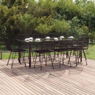 vidaXL Juego De Comedor De Jard&iacute;n 9 Piezas Rat&aacute;n Sint&eacute;tico Negro Vidaxl