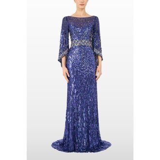 Jenny Packham Ines Sequin-Embellished Dress in Delphinium at Nordstrom, Size 16 Uk