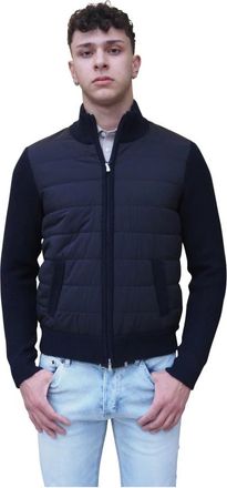 Barba Blauwe wollen en nylon jas - Heren - Winterjassen - Blauw - M - Wol - Jassen