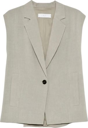 Iro Soledad Vest - Dames - Gillet - Grijs - L - Leer - Kostuums