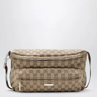 Gucci Tag medium GG canvas crossbody bag in sand/brown