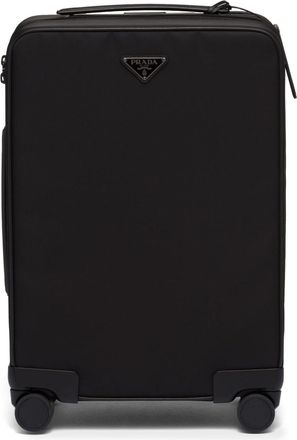 Prada Re-Nylon triangle-logo trolley - women - Recycled Nylon/Calf Leather/Recycled Polyamide - OS - Black