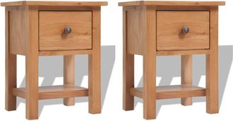 vidaXL Mesitas De Noche 2 Unidades Madera Maciza De Roble 36x30x47 Cm Vidaxl