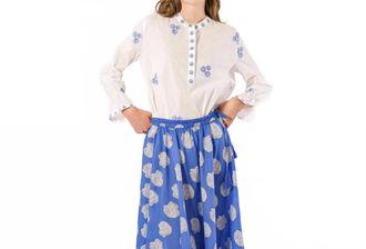 Nimo With Love Broom Blouse With Shell Embroidery In White