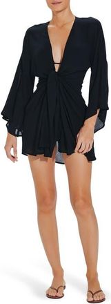 Vix Perola Knot Front Cover-Up Minidress in Black at Nordstrom, Size Medium