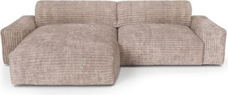 Sia Home Sof&aacute; cama izquierdo terciopelo de pana XXL topo 220 cm