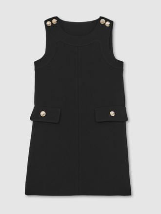 Reiss Womens Black Button Detail Sleeveless Shift Dress, Size: 13-14 Years