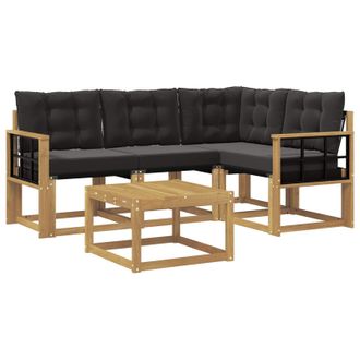 vidaXL Conjunto De Sof&aacute;s De Exterior Con Coj&iacute;n 5 Pcs Blanco Y Negro Vidaxl