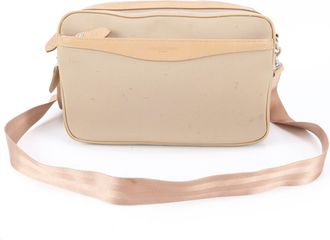 Balenciaga Beige Leather Canvas Messenger Bag Shoulder Bag (Pre-Owned)